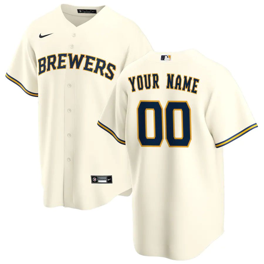 Youth Milwaukee Brewers Nike Cream Home Replica Custom MLB Jerseys->customized mlb jersey->Custom Jersey